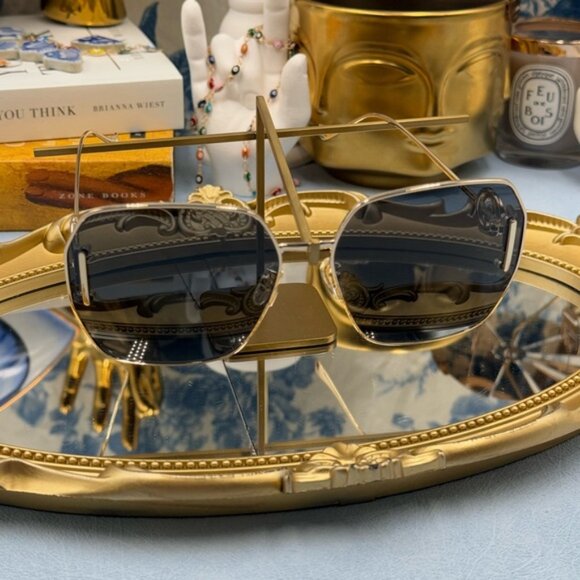 🆕 GUCCI 🧿 NWOT GG1207SA 002 Gold Rimmed Square Sunglasses, Grey Lens - Picture 9 of 16